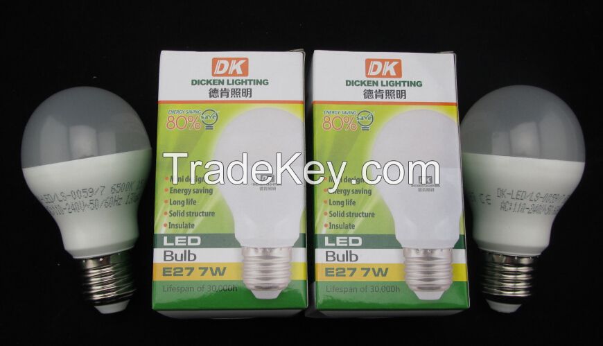 Aluminum+PC LED bulb 5/7/9W A60 bulb with IC driver