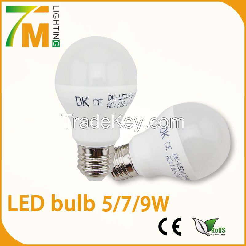 Aluminum+PC LED bulb 5/7/9W A60 bulb with IC driver