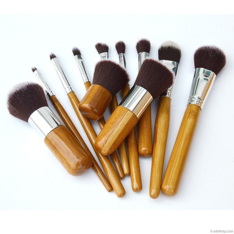 11 Pieces Bamboo Handle Makeup Brush Set