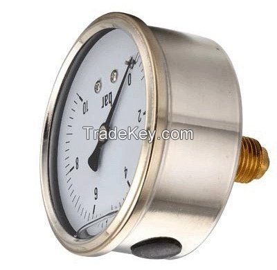 back connection  stainless steel liquid filled gauge