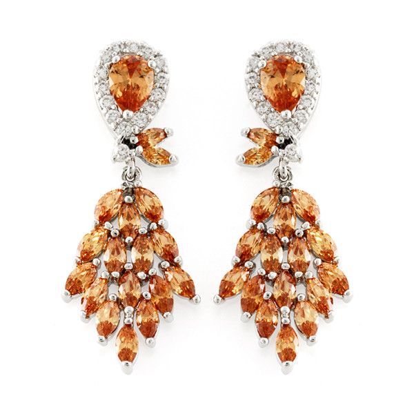 Chandelier earrings zircon brass rhodium plating jewelry