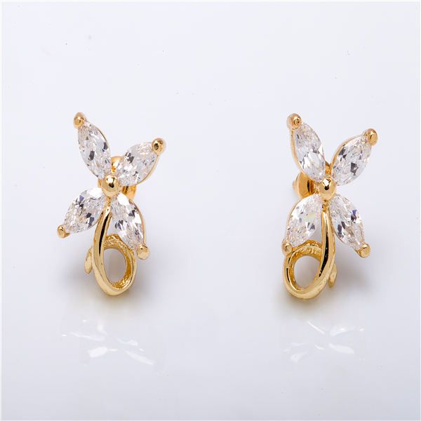 Stud earrings zircon brass rhodium plating jewelry