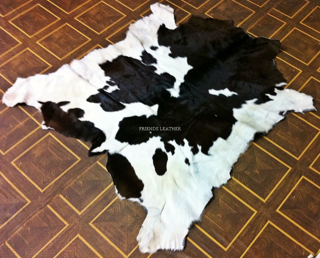 New Natural Cowhide rugs black n white, Area Rug,Leather Carpet Cow leather skin