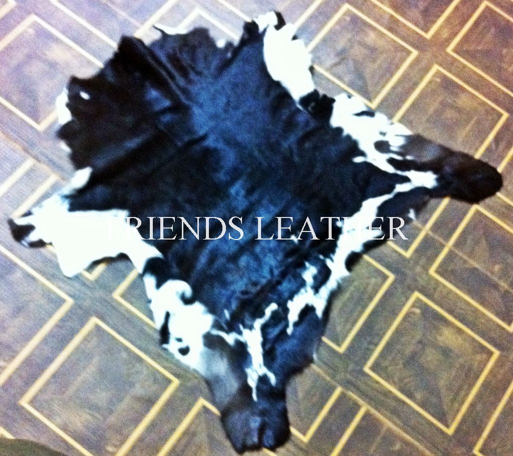 New Natural Cowhide rugs black n white, Area Rug,Leather Carpet Cow leather skin