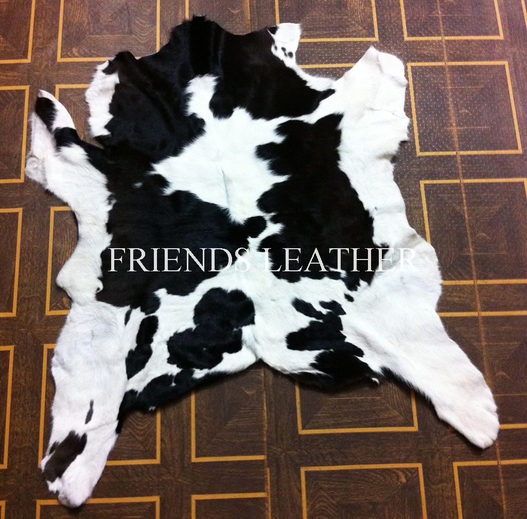 New Natural Cowhide rugs black n white, Area Rug,Leather Carpet Cow leather skin