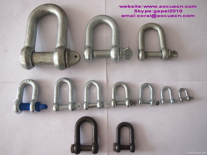 Various adjustable chain shackles, d and bow shackles