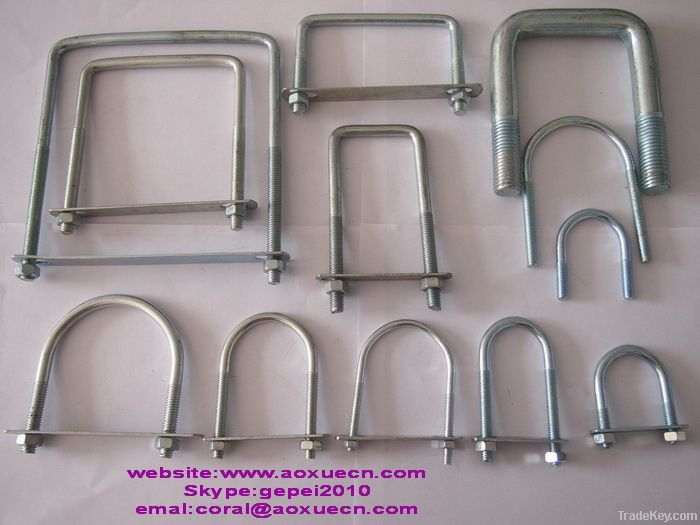 Galvanized steel U bolt and nut, fastener bolt and nut