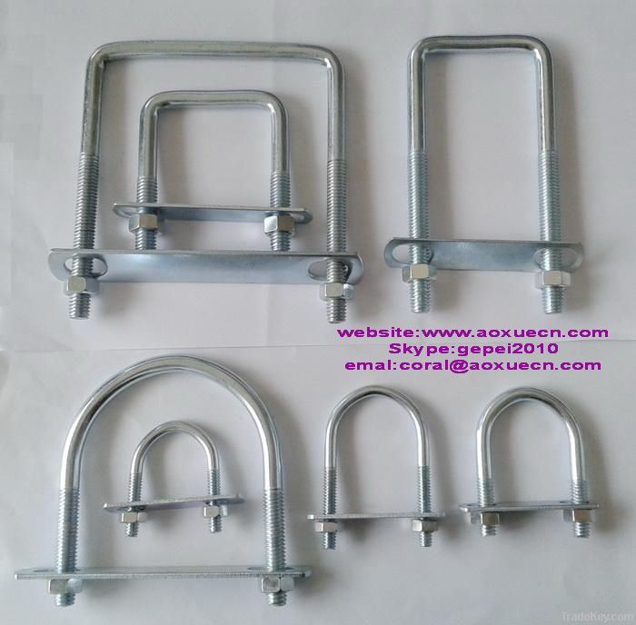 Galvanized steel U bolt and nut, fastener bolt and nut