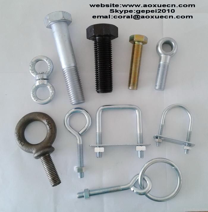 Hot sale fastener bolts and nuts, hardware eye bolt, U bolt, hex bolt