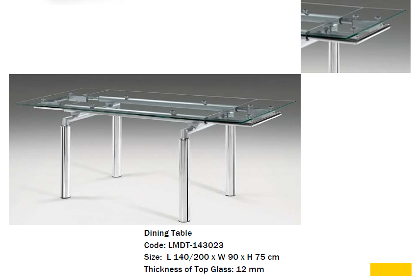 Extending Clear Tempered Glass Dining Table