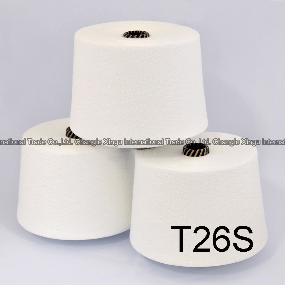 100% polyester spun yarn in raw white virgin T26S
