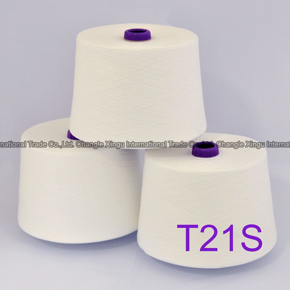 100% polyester spun yarn in raw white virgin T21S