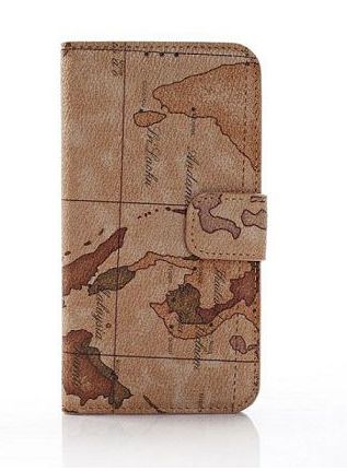 Antique map diary style PU leather phone case for Samsung S5 series