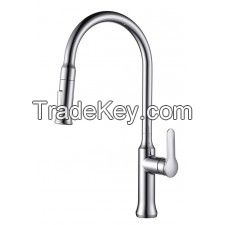 Single lever pull-out kitchen mixer