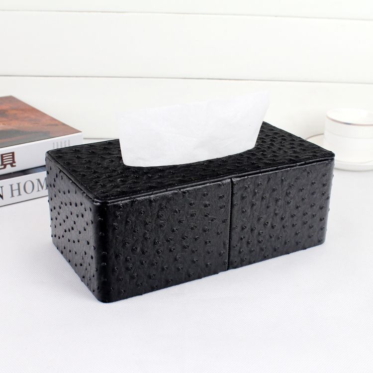 New Fashion ostrich leather removable tissue facial paper canister box napkin case dispenser holder rectangle office decoration