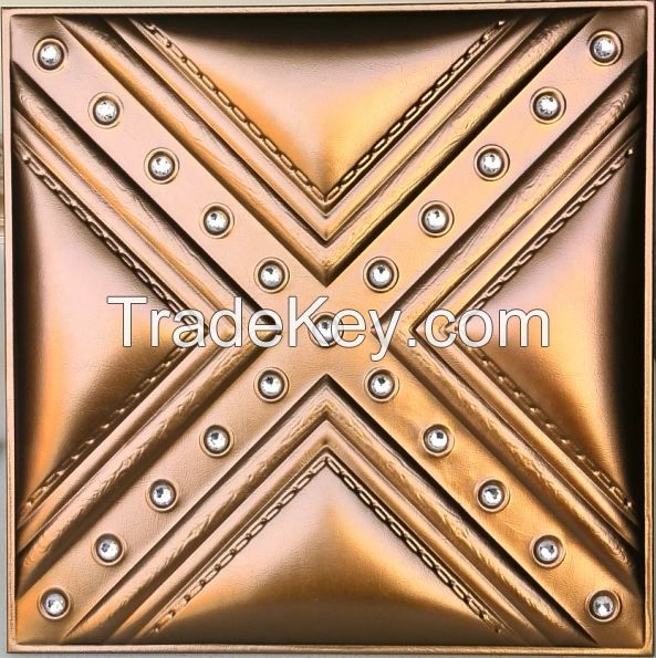 China new product health embossed faux leather 3d wall tiles