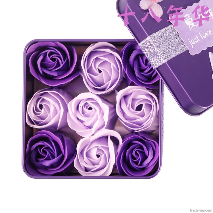 2014 creative craft rose flower gift collocate candy tin box