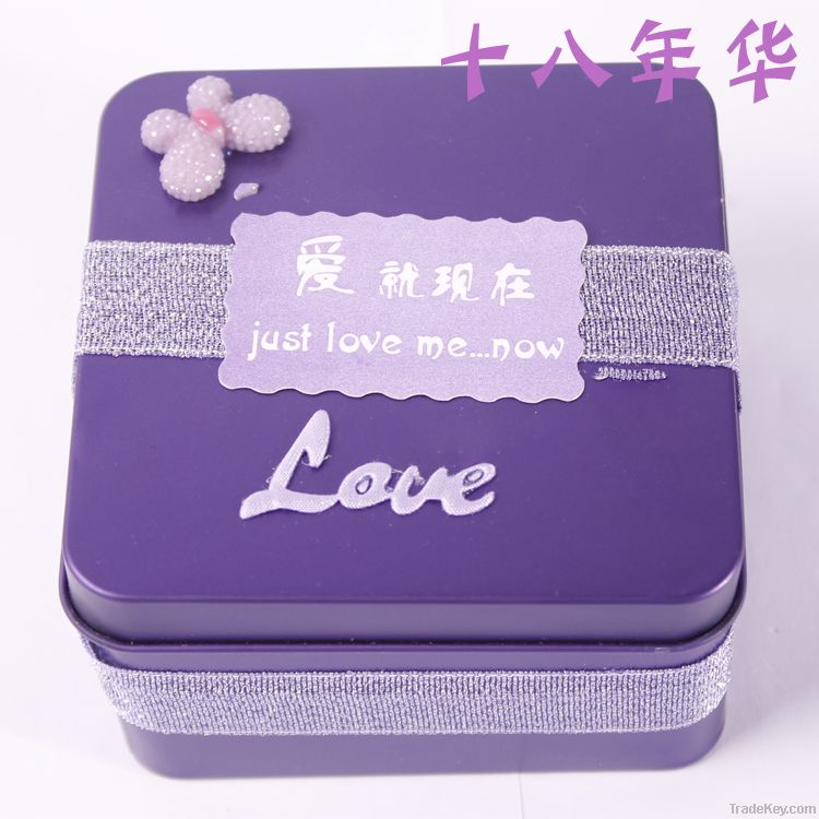 2014 creative craft rose flower gift collocate candy tin box