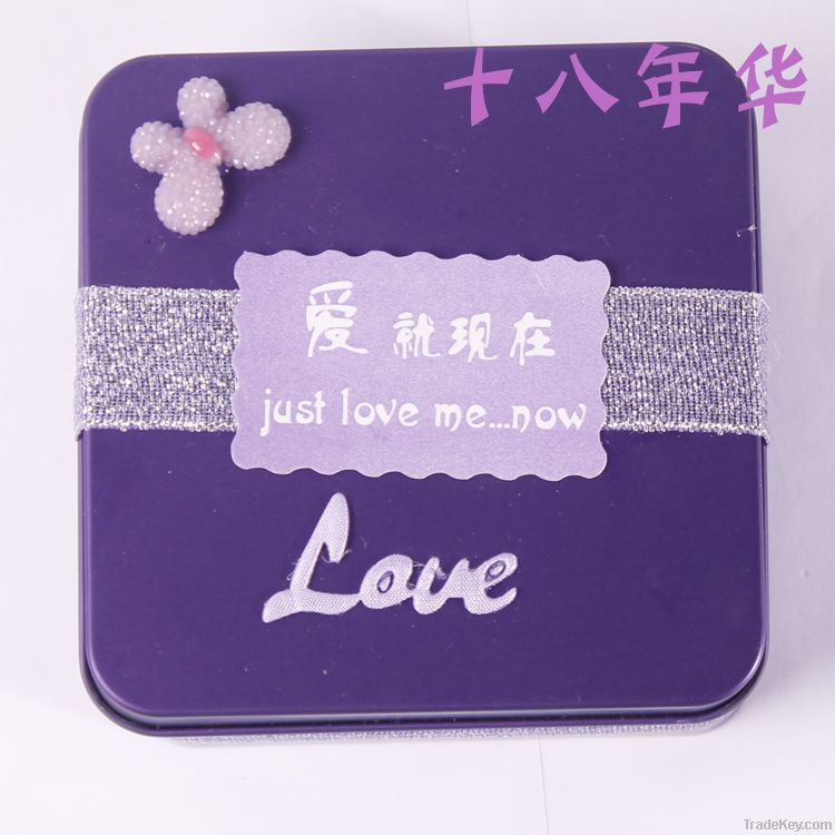 2014 creative craft rose flower gift collocate candy tin box