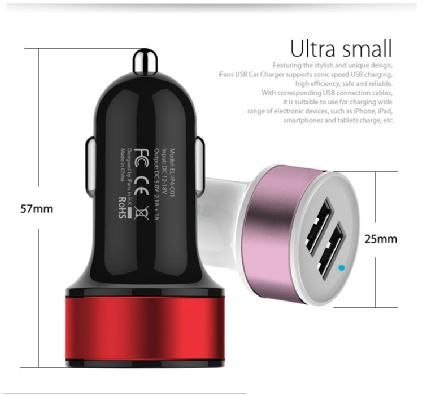 2.1A dual usb car charger for iphone dual car charger with factory price and high quality