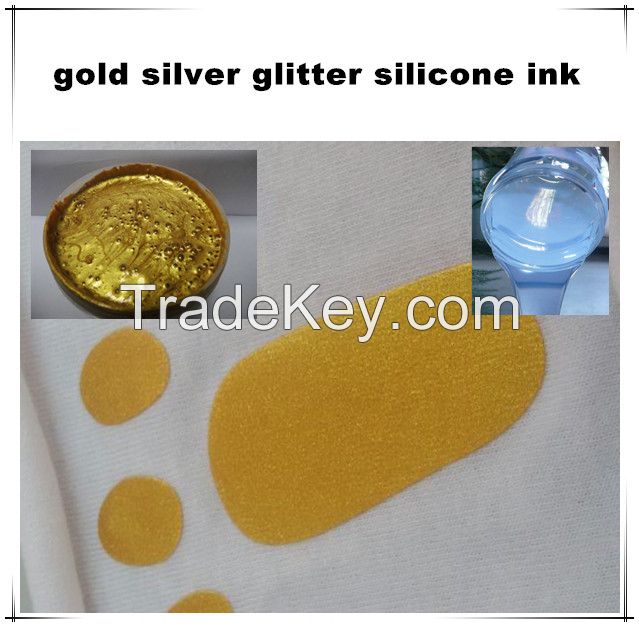 two component gold silver glitter silicone ink for garment textile screen printing