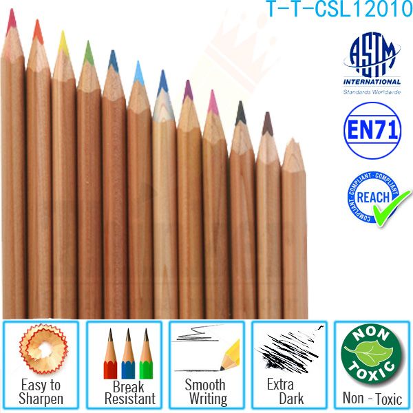 12 pcs Natural Wooden Triangle Pencil for School Works