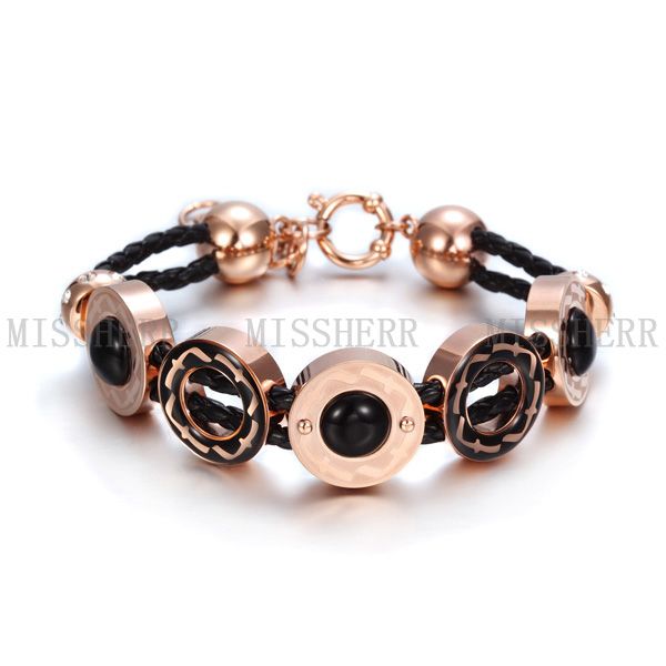 Missherr fashion jewelry stainless steel leather bracelet