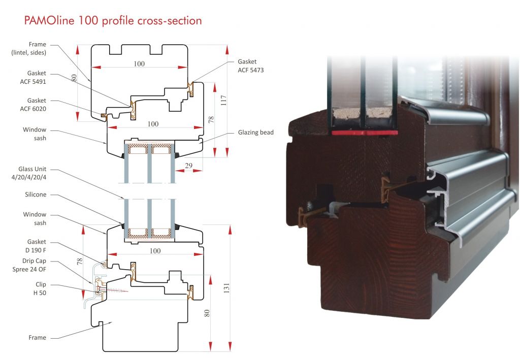 Wooden windows Pamoline 100