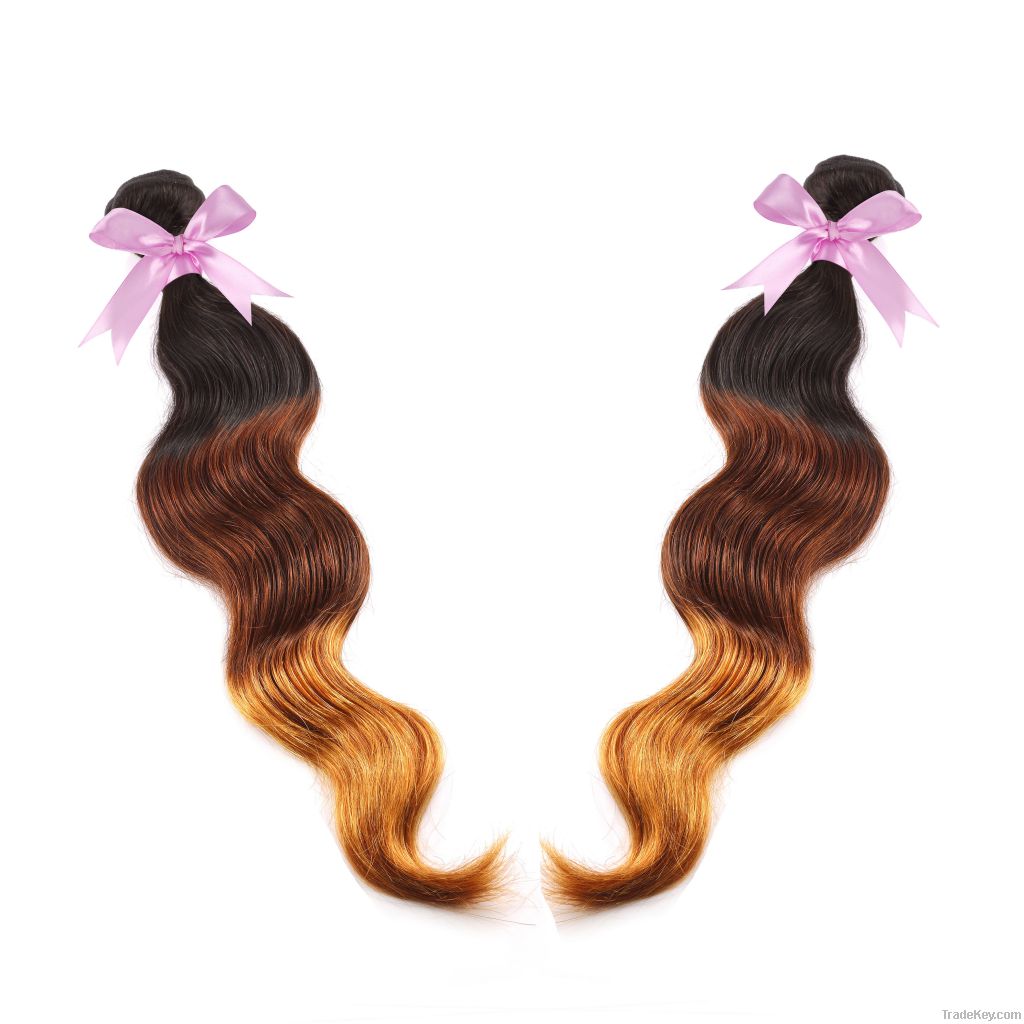 Free Shipping 3 tone colors Virgin Brazilian Human Hair 5A Grade  2014