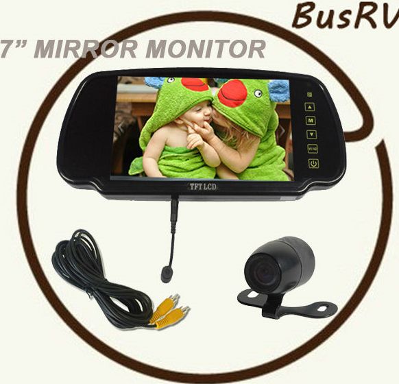 7inch Car Rearview Mirror Monitor + MP5, USB, SD, FM, Bluetooth function