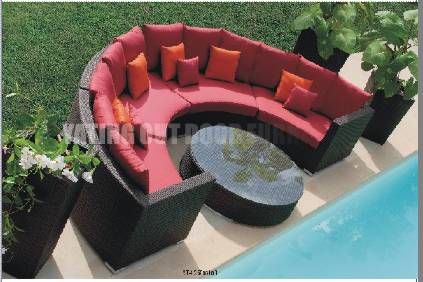 Sectional semi round corner rattan sofaYT-125