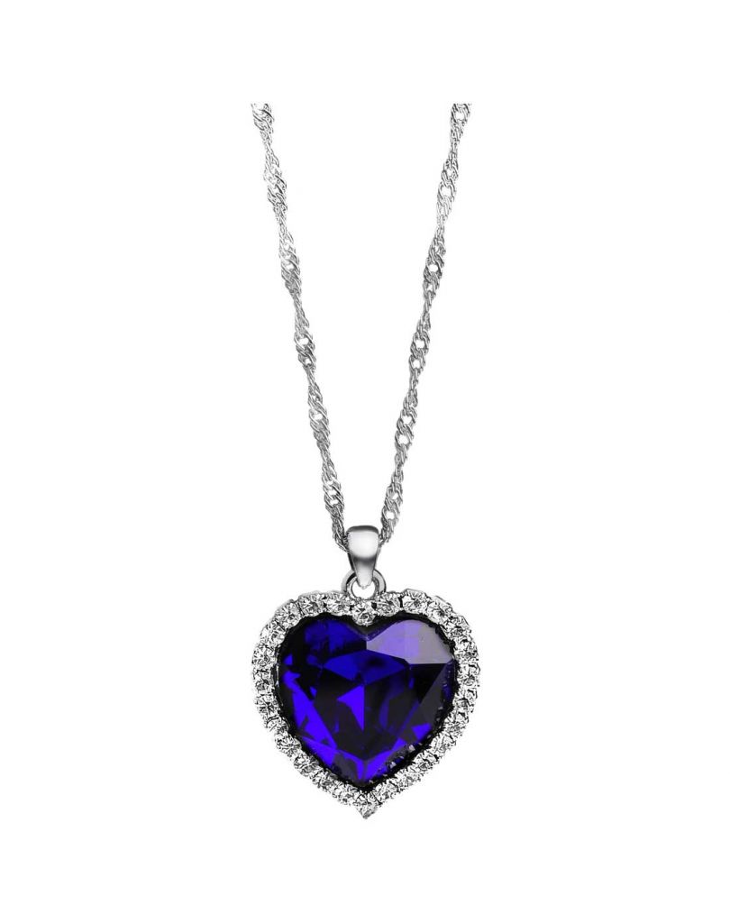 Neoglory Titanic Ocean Heart Pendant Necklace For Women Crystal Rhinestone 
