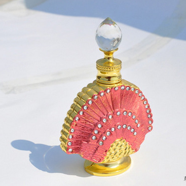 bronze yellow color with alloy arabian metal perfume bottle 12ml