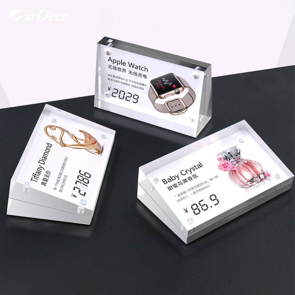Popular 90x55mm shopping mall supermarket acrylic price tag holder for retail store experience