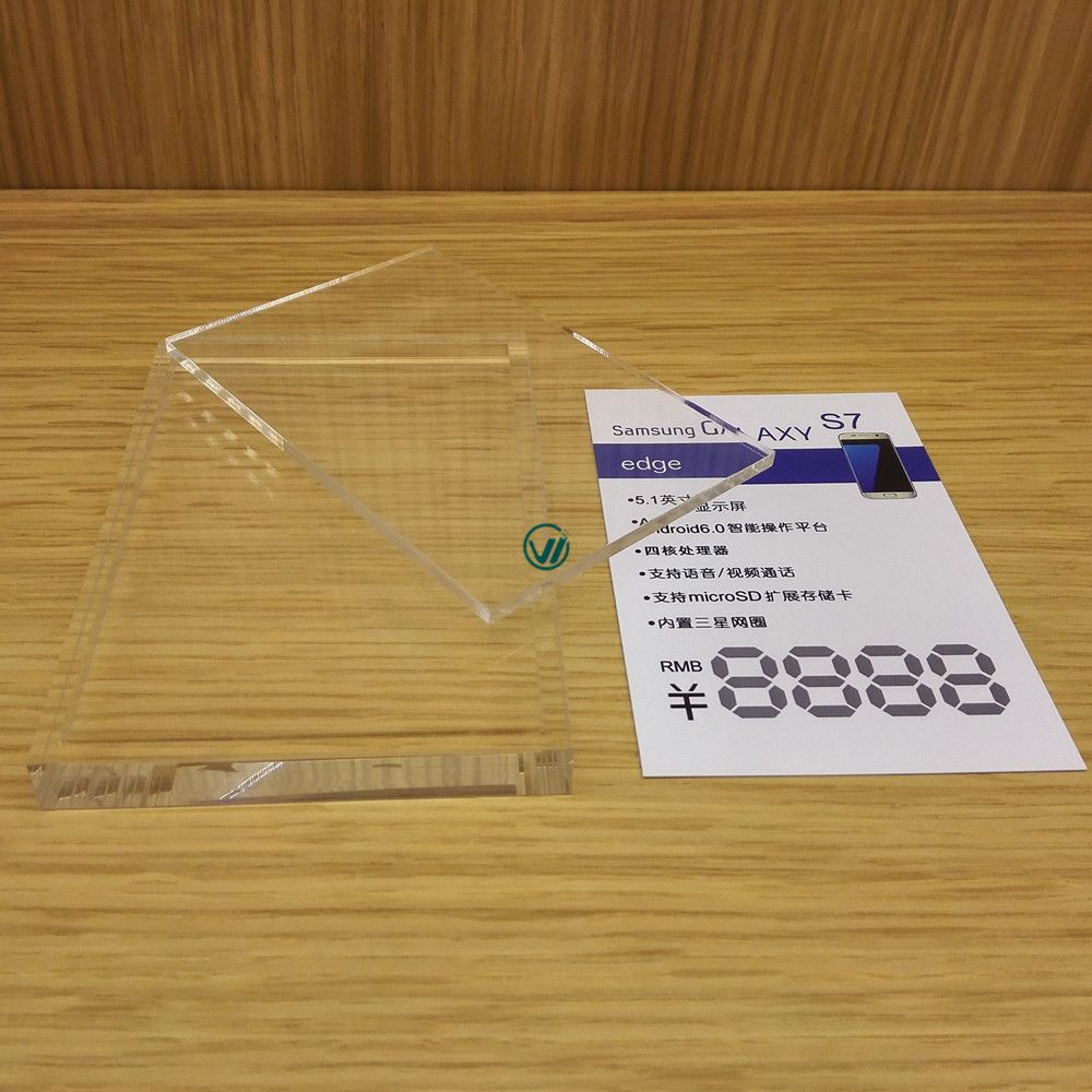 Factory wholesale nonmagnetic clear acrylic price tag holder for Samsung retail store display 