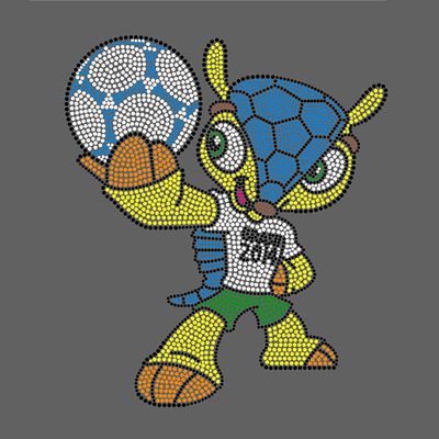 World Cup Fuleco holding the ball brass hotfix rhinestone transfer motifs