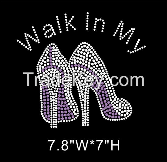 Walk in my shoes hot fix rhinestone transfer wholesale