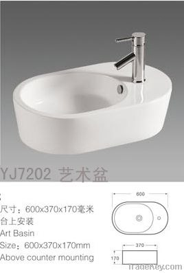 Bathroom ceramic washing basin, thin edge of basin, featheredge basin