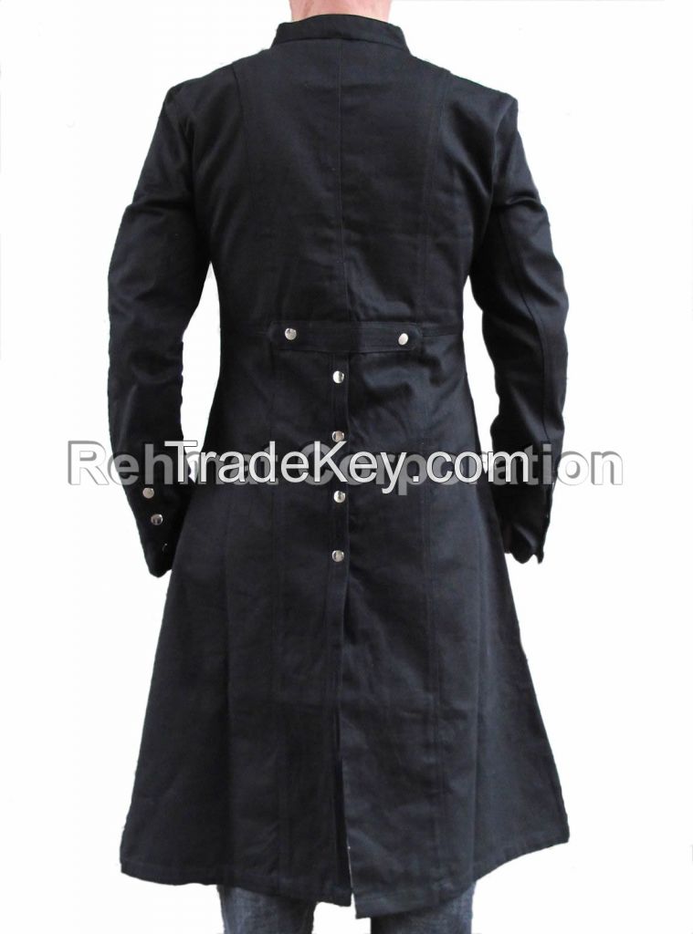 MENS LONG TRENCH COAT COTTON WITH BUTTONS 