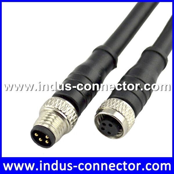 Male female 4pin shielded cable m8 automotive connector