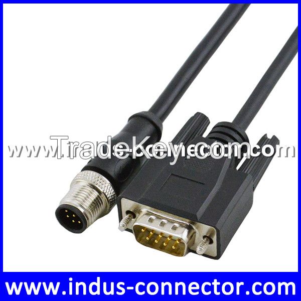 Waterproof Industry 5 pin cable m12 to db 9pin cable