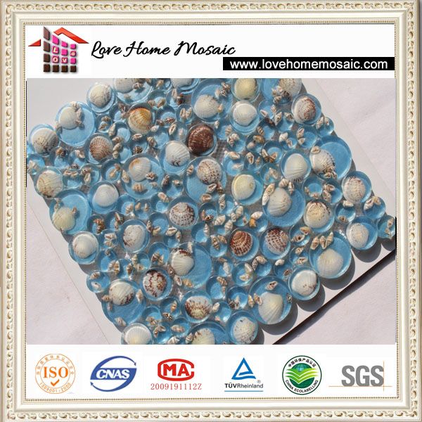 swimming pool blue crystal glass mix mother of pearl mosaic tile