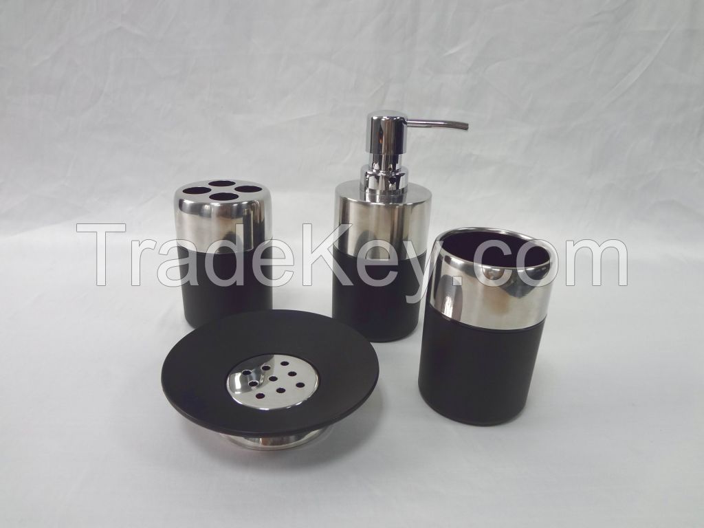 stainless steel pedal trash can and bathroom set