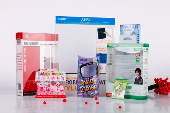 Clear plastic packaging boxes