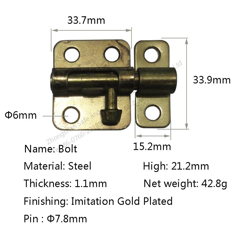 2 inch Polished Brass Plated Iron Door Bolt