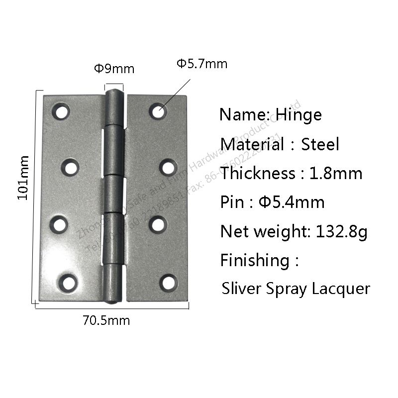 4 inch Sliver Spray Lacquer Steel Door Hinge