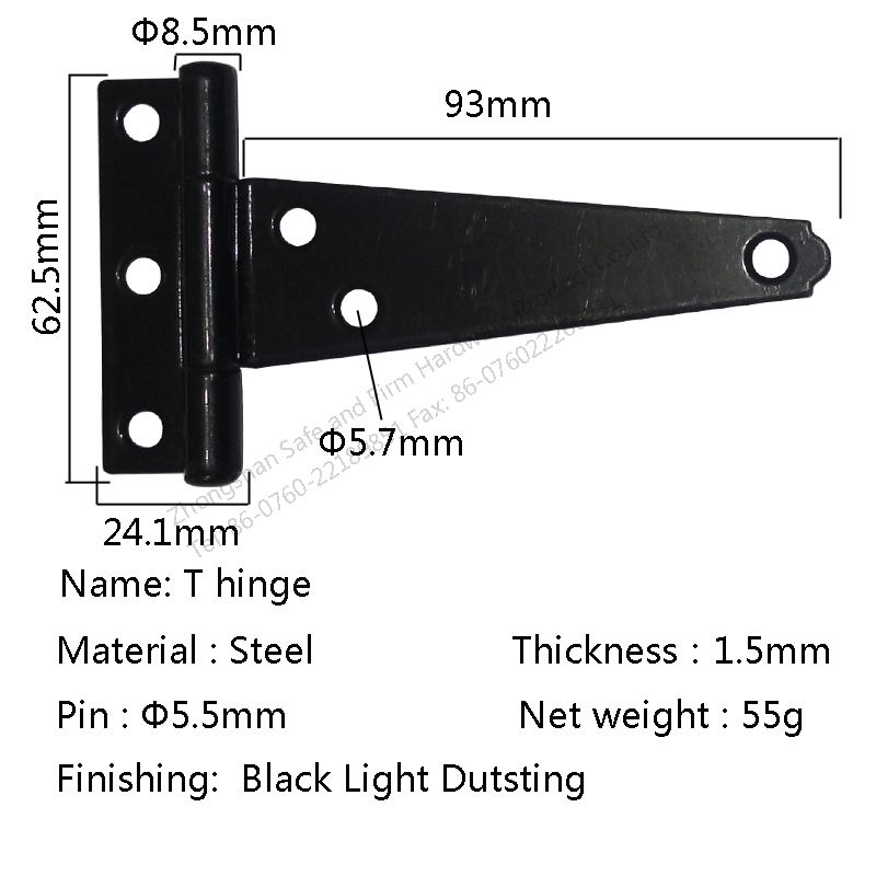 4 inch Black Powder Tee hinges, Made of Iron, Use for door