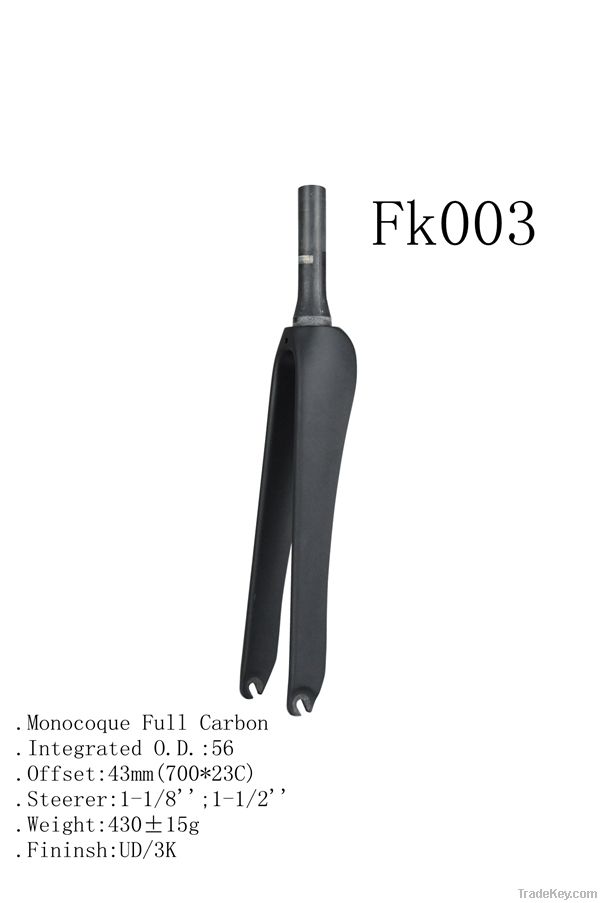 YD-FK003 full carbon fiber monocoque road bike fork bicycle part rigid