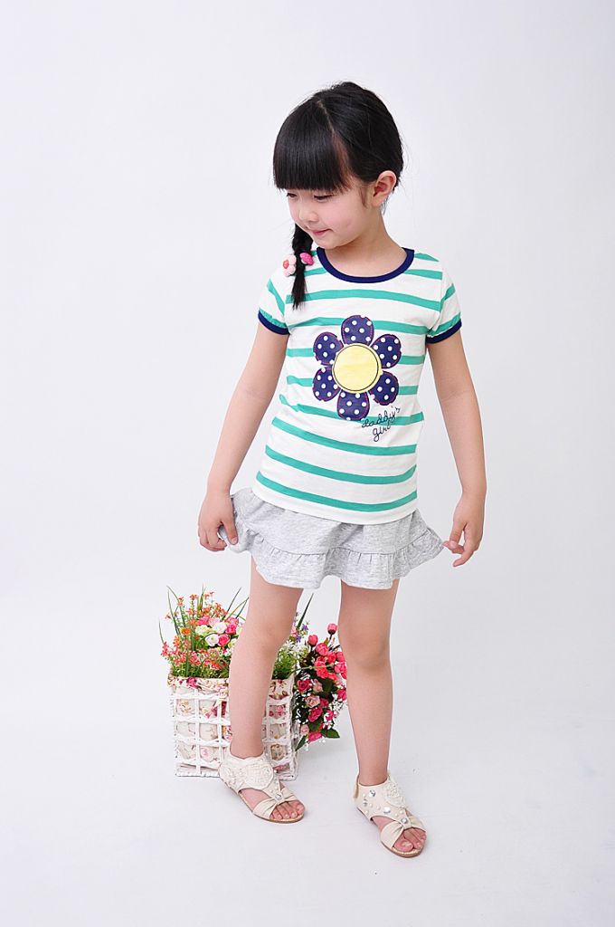 Children summer sets stock wholesale baby girl's Korean style clothing suits 