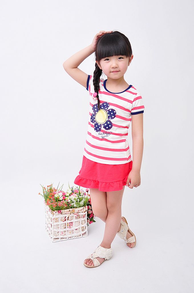 Children summer sets stock wholesale baby girl's Korean style clothing suits 